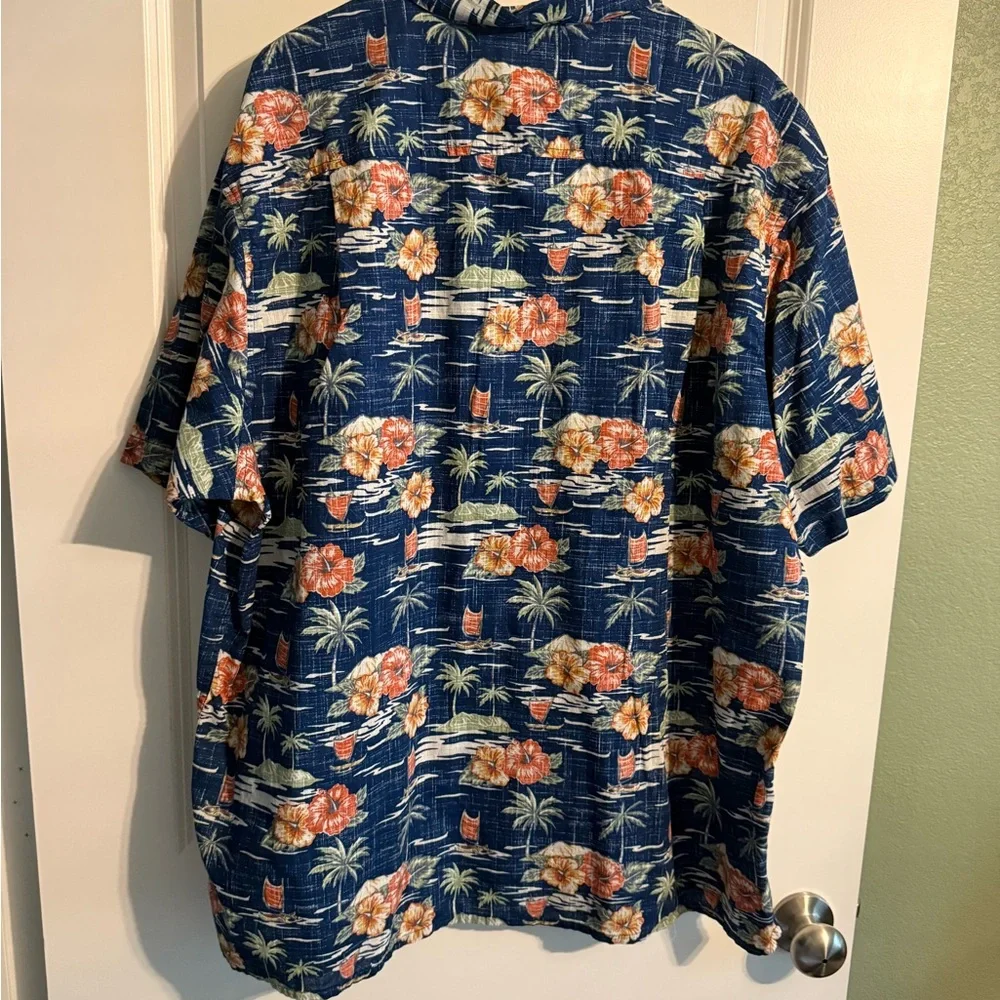 RedHead Casual Button Down Shirt Blue and Orange - Picture 2 of 4